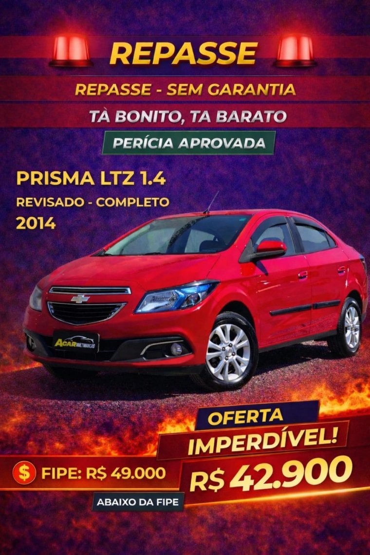 Chevrolet Prisma Sed. LTZ 1.4 8V FlexPower 4p na cor Vermelho em Curitiba / PR - 10431