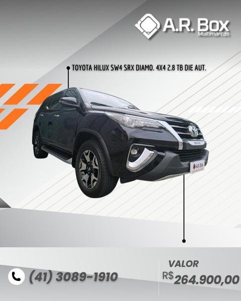 Toyota Hilux SW4 SRX Diamo. 4x4 2.8 TB Die Aut. na cor Preto em Curitiba / PR - 915841