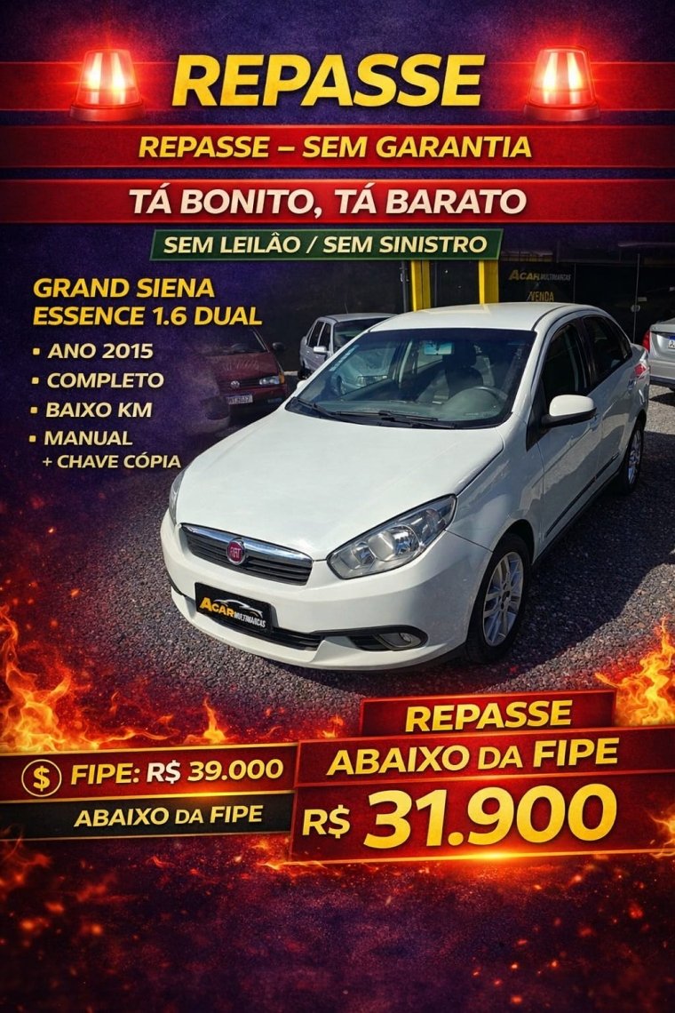 Fiat Grand Siena ESSENCE Dual. 1.6 Flex 16V na cor Branco em Curitiba / PR - 965073